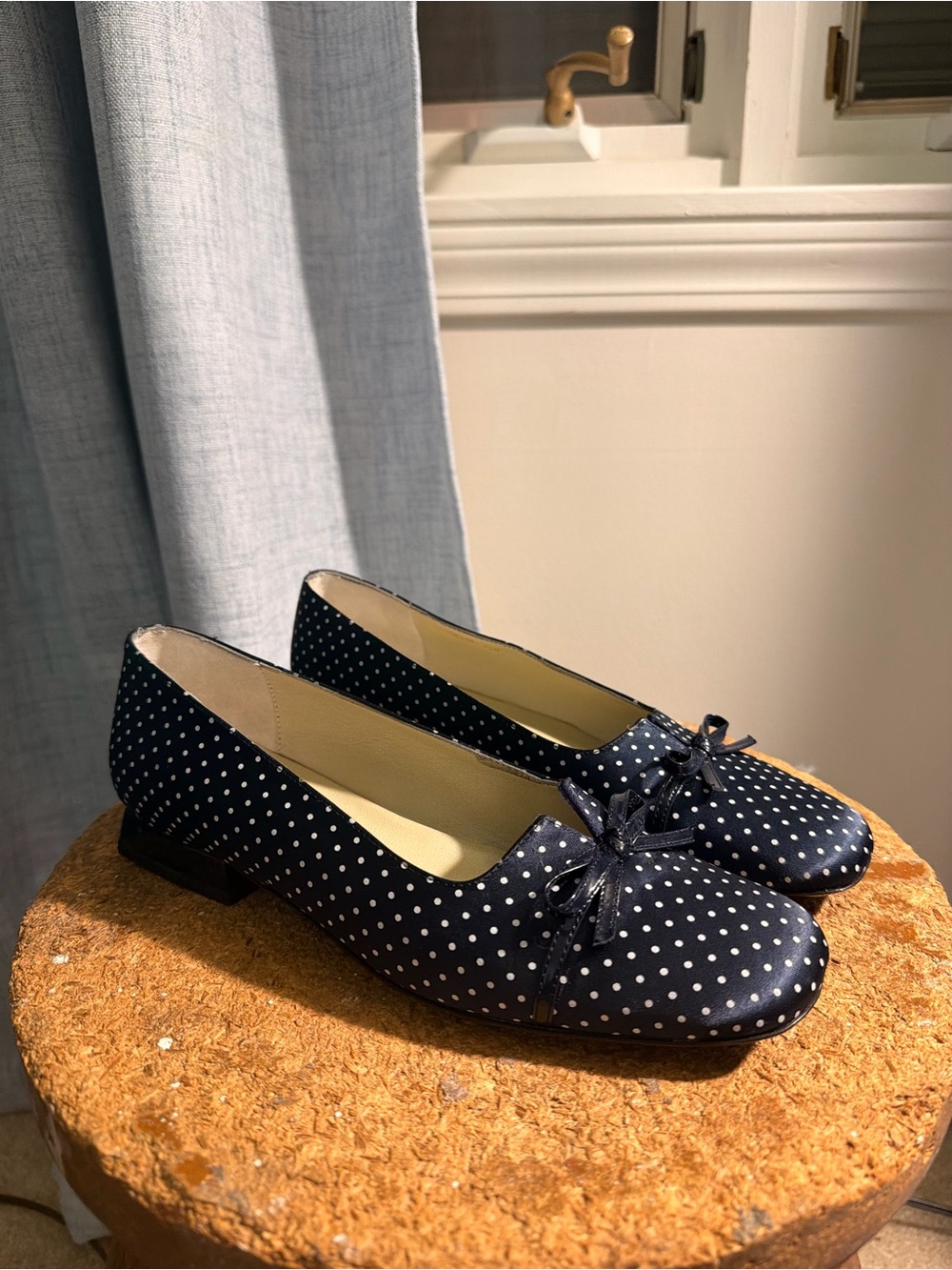 Talbots Navy Polka Dot Ballet Flats with Bow